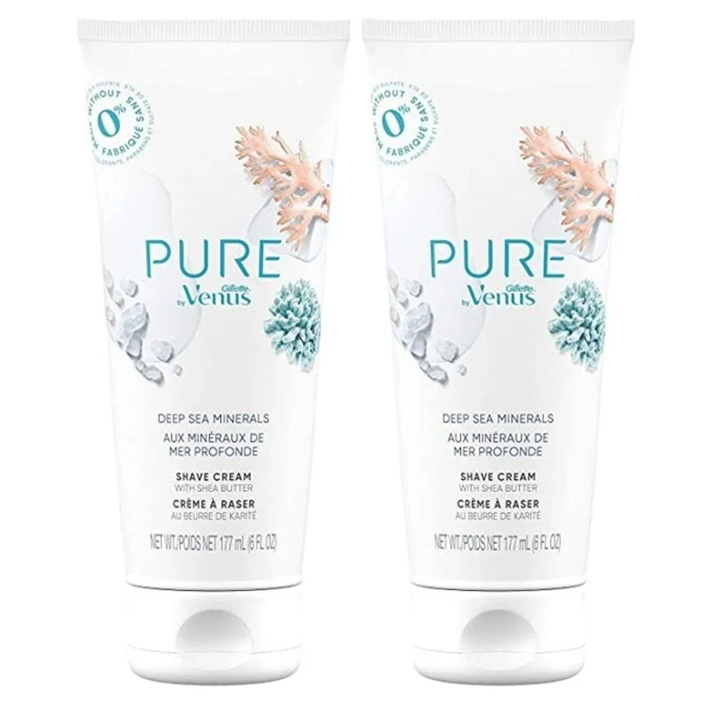 2 Count Pure By Venus 6 Oz Deep Sea Minerals Shave Cream With Shea Butter